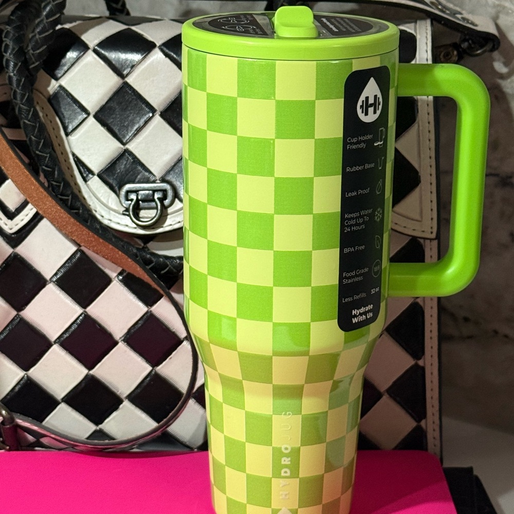 LIMITED ADDITION! Lime Green Checkers 32OZ HydroJug